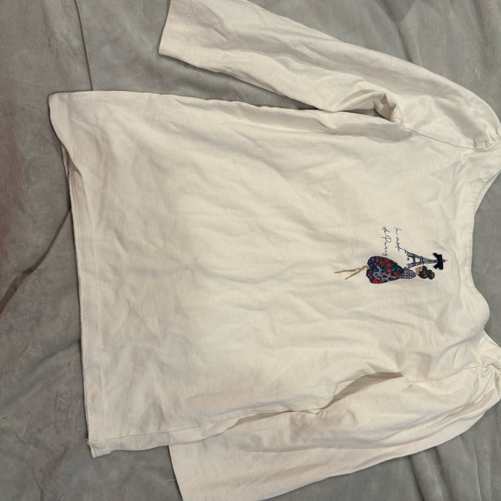 Janie and Jack White Long Sleeve Tee with Artistic Design